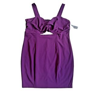 New Lane Bryant Cocktail Party Hoco Dress Plus 24 W Purple Cutout Twist Front